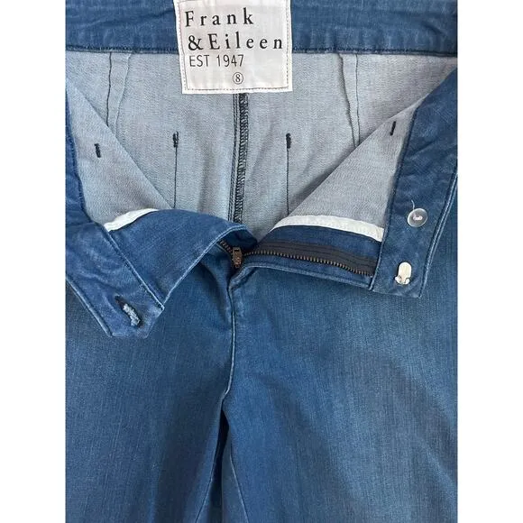Frank &amp; Eileen Blue Kinsale Performance Cropped Raw Hem Denim Size 8