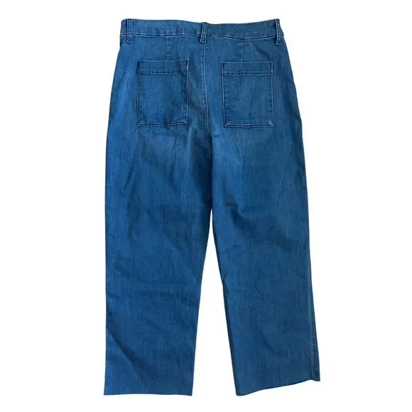 Frank &amp; Eileen Blue Kinsale Performance Cropped Raw Hem Denim Size 8
