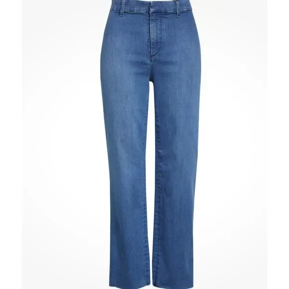Frank &amp; Eileen Blue Kinsale Performance Cropped Raw Hem Denim Size 8