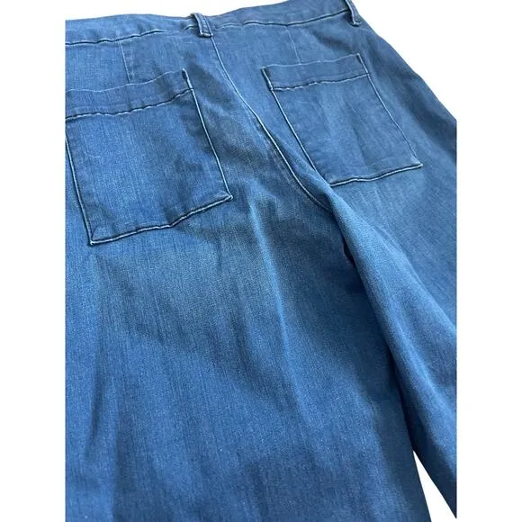 Frank &amp; Eileen Blue Kinsale Performance Cropped Raw Hem Denim Size 8