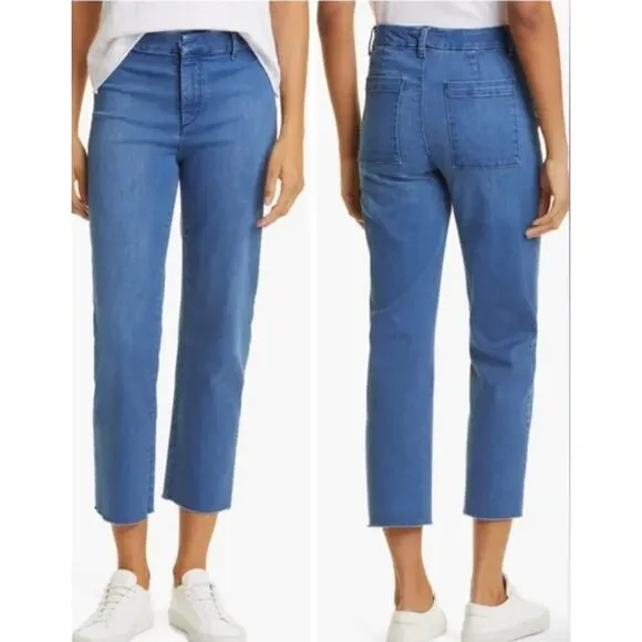 Frank &amp; Eileen Blue Kinsale Performance Cropped Raw Hem Denim Size 8