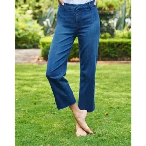 Frank &amp; Eileen Blue Kinsale Performance Cropped Raw Hem Denim Size 8