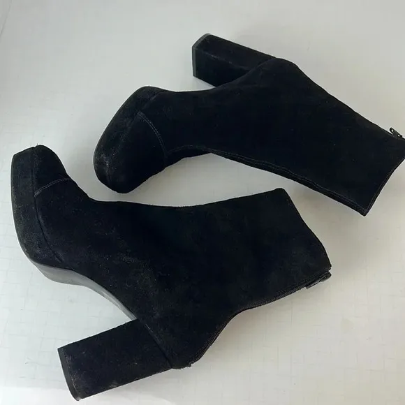 Free People Day For Night Platform Suede Ankle Boots Back Zipper Size 40 (US 10)