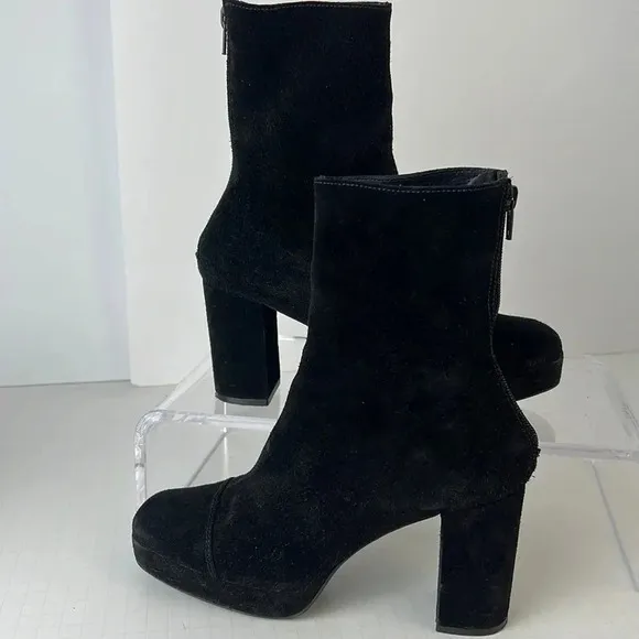 Free People Day For Night Platform Suede Ankle Boots Back Zipper Size 40 (US 10)