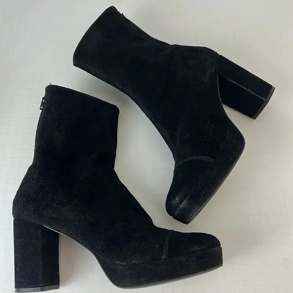 Free People Day For Night Platform Suede Ankle Boots Back Zipper Size 40 (US 10)