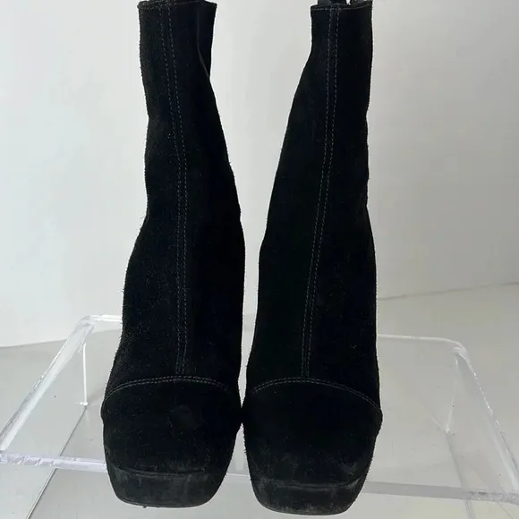 Free People Day For Night Platform Suede Ankle Boots Back Zipper Size 40 (US 10)
