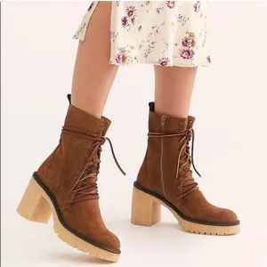 Free People Dylan Lace-Up Suede Leather Women's Boots