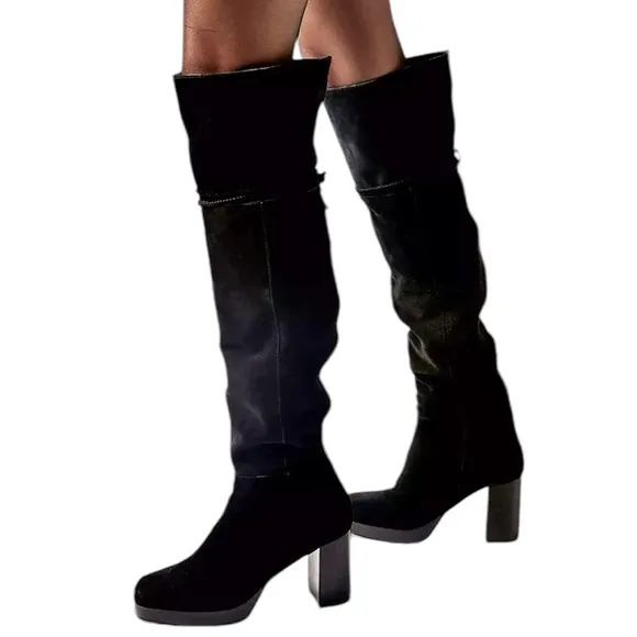 Free People Echo Black OTK Suede Boots Size 37.5