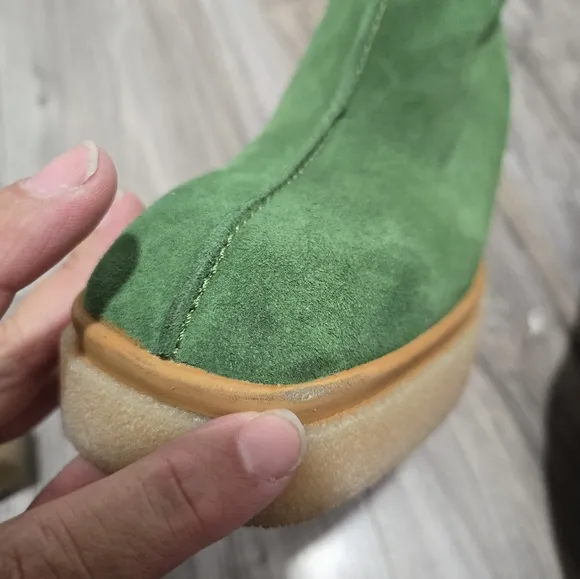 Free People Gigi Platform Suede Ankle Boots Emerald Green Size 41 Like New!