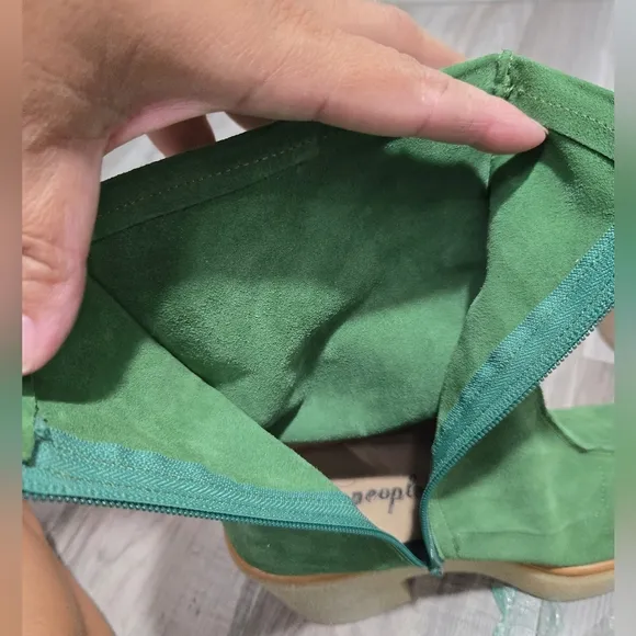 Free People Gigi Platform Suede Ankle Boots Emerald Green Size 41 Like New!