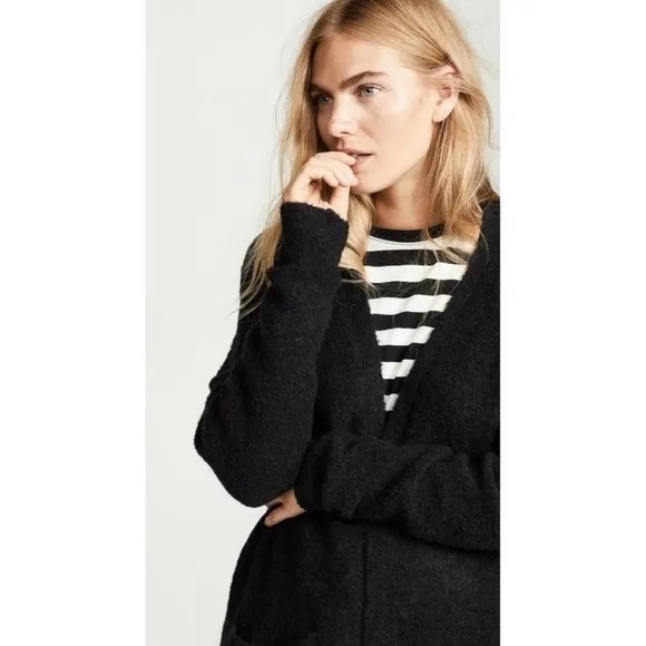 FREE PEOPLE Gray/Black Bourke Oversized Chunky Cardigan Sweater, Size XS Boho