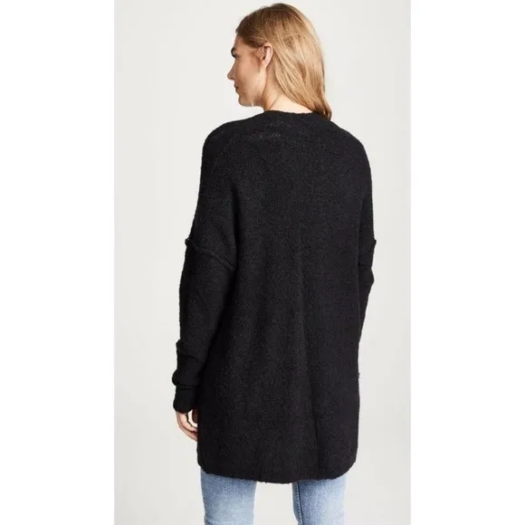 FREE PEOPLE Gray/Black Bourke Oversized Chunky Cardigan Sweater, Size XS Boho