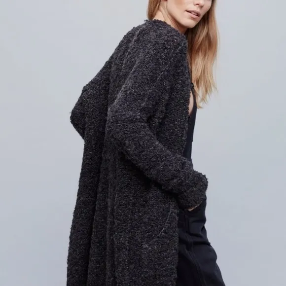 FREE PEOPLE Gray/Black Bourke Oversized Chunky Cardigan Sweater, Size XS Boho