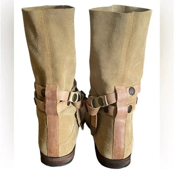 Free People Hayden Slouch Boots Women's Boots Sz39 - Suede Buckle Calf