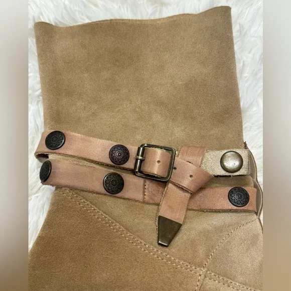 Free People Hayden Slouch Boots Women's Boots Sz39 - Suede Buckle Calf
