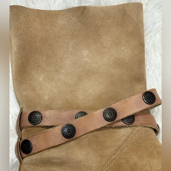 Free People Hayden Slouch Boots Women's Boots Sz39 - Suede Buckle Calf