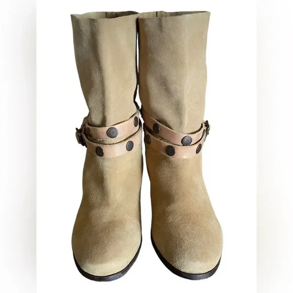 Free People Hayden Slouch Boots Women's Boots Sz39 - Suede Buckle Calf