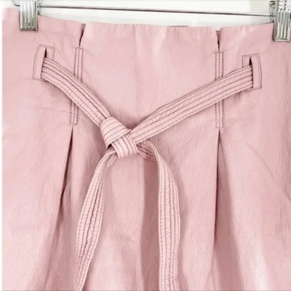 FREE People Payton Faux Leather Paperbag Mini Skirt in Mauve Swoon