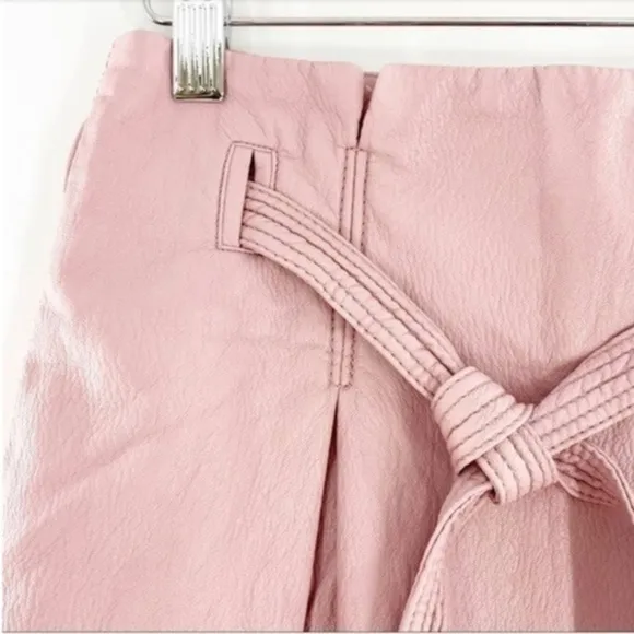 FREE People Payton Faux Leather Paperbag Mini Skirt in Mauve Swoon