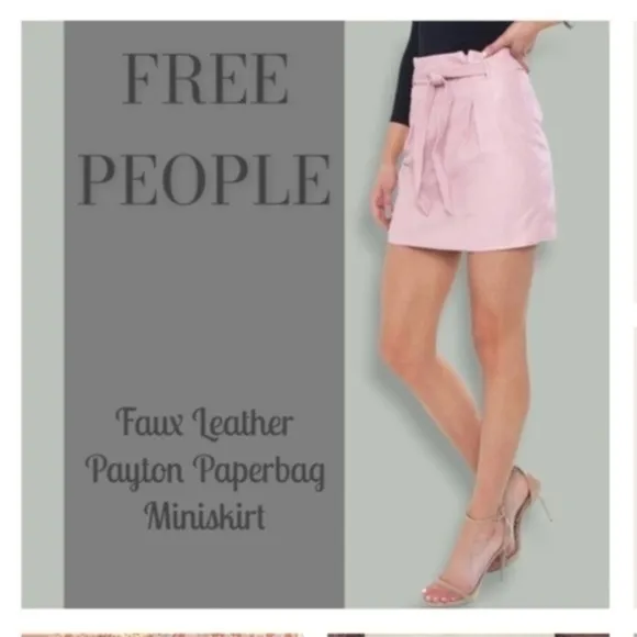 FREE People Payton Faux Leather Paperbag Mini Skirt in Mauve Swoon