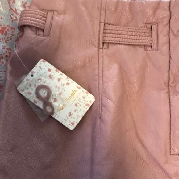 FREE People Payton Faux Leather Paperbag Mini Skirt in Mauve Swoon