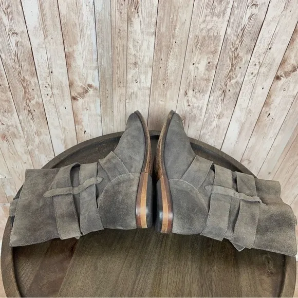 Free People Sunbelt Suede Buckle Moto Boots Size EU 37 Women