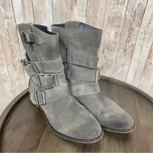 Free People Sunbelt Suede Buckle Moto Boots Size EU 37 Women