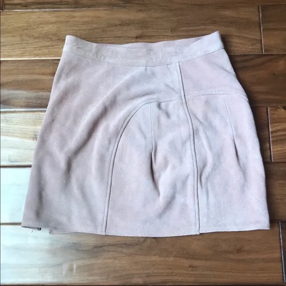 Free People Understated Pink Suede Side Button Mini Skirt Size M