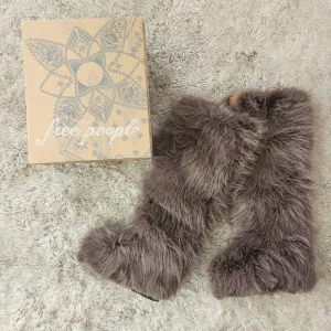 Free People Wild Thing Faux Fur Boots In Ash Brown Women's Size 7.5