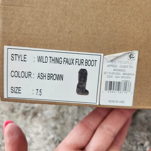 Free People Wild Thing Faux Fur Boots In Ash Brown Women's Size 7.5