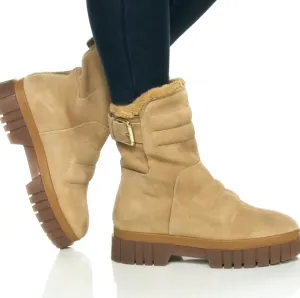 Free People Women's Fable Faux-Fur-Lined Snow Sand-Suede Boots Size 9.5