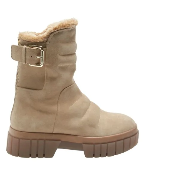 Free People Women's Fable Faux-Fur-Lined Snow Sand-Suede Boots Size 9.5