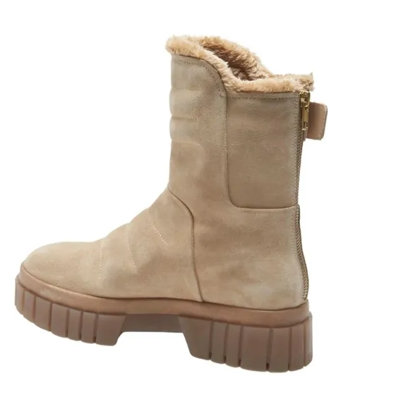 Free People Women's Fable Faux-Fur-Lined Snow Sand-Suede Boots Size 9.5