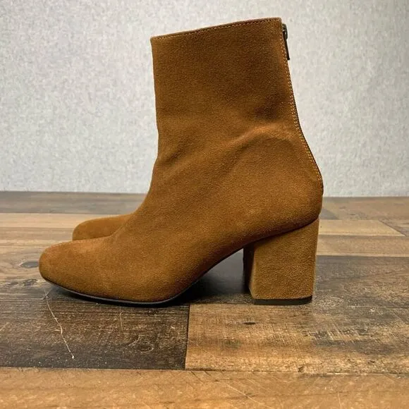 Free People Women’s Size 36.5 Cecile Suede Boots Brown Block Heel Booties