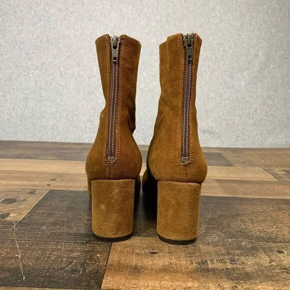 Free People Women’s Size 36.5 Cecile Suede Boots Brown Block Heel Booties