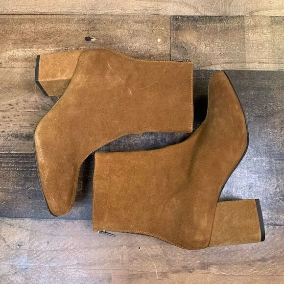 Free People Women’s Size 36.5 Cecile Suede Boots Brown Block Heel Booties