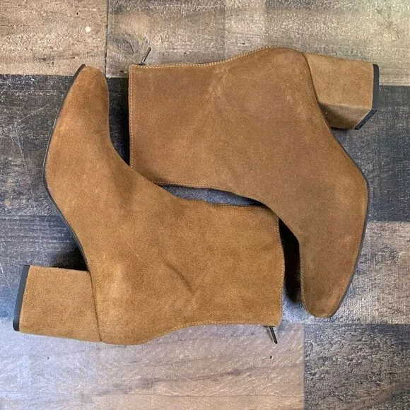 Free People Women’s Size 36.5 Cecile Suede Boots Brown Block Heel Booties