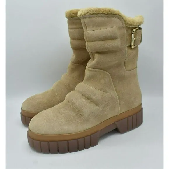 Free People Womens EUR 38 US 8 Fable Faux Fur Sand Suede Platform Winter Boots