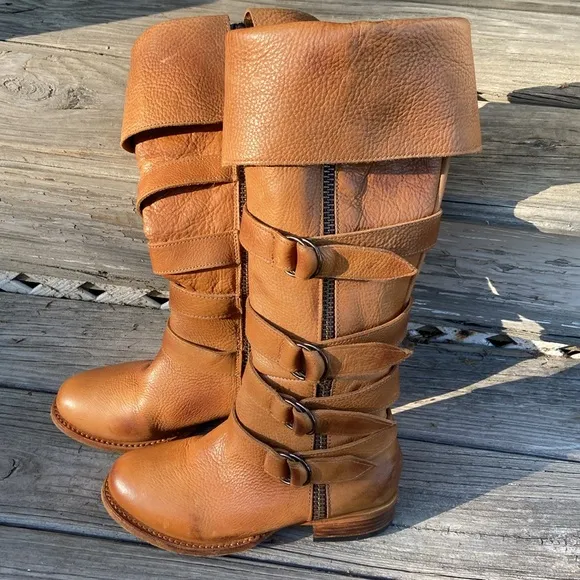 Freebird Shoes RISKY Tall Leather Buckle Boots in Wheat Women’s Size 7