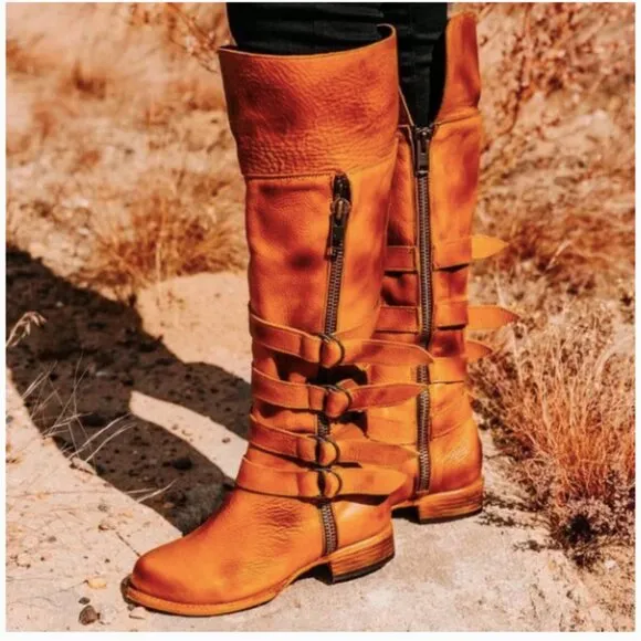 Freebird Shoes RISKY Tall Leather Buckle Boots in Wheat Women’s Size 7