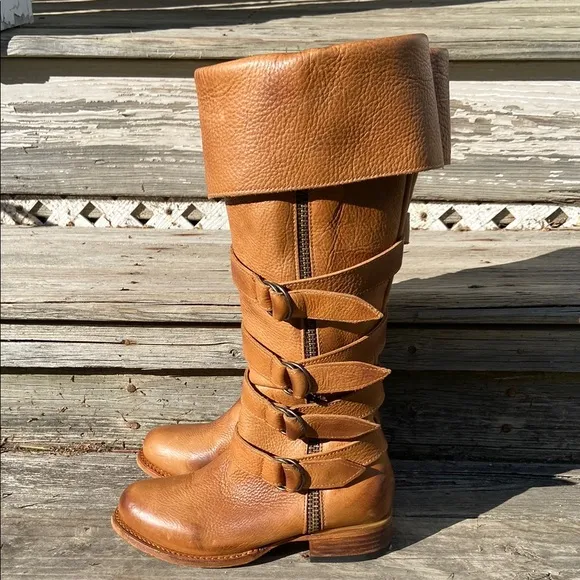 Freebird Shoes RISKY Tall Leather Buckle Boots in Wheat Women’s Size 7