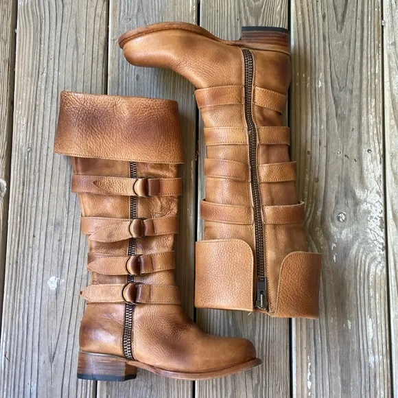 Freebird Shoes RISKY Tall Leather Buckle Boots in Wheat Women’s Size 7