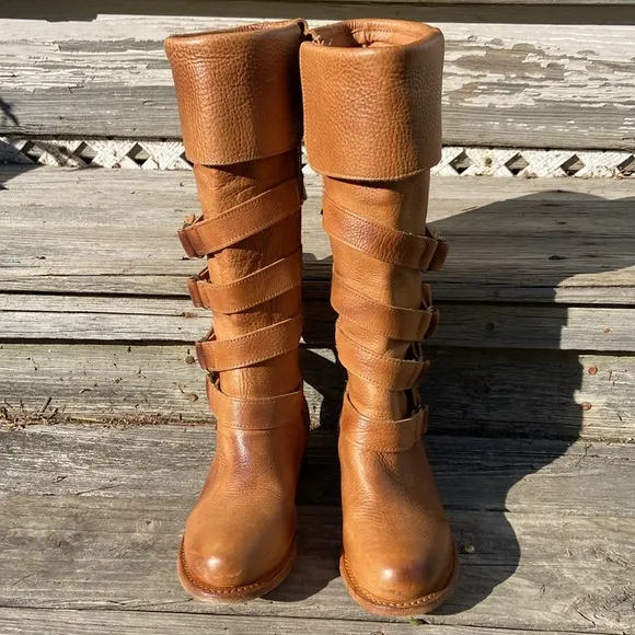 Freebird Shoes RISKY Tall Leather Buckle Boots in Wheat Women’s Size 7