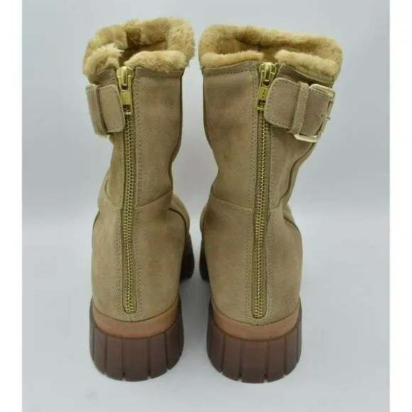 Free People EU 38 US 8 Fable Faux Fur Sand Suede Platform Zip Up Winter Boots