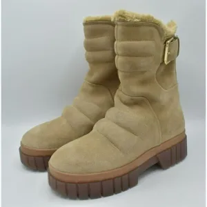 Free People EU 38 US 8 Fable Faux Fur Sand Suede Platform Zip Up Winter Boots