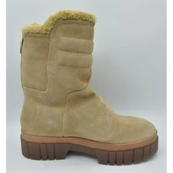 Free People EU 38 US 8 Fable Faux Fur Sand Suede Platform Zip Up Winter Boots