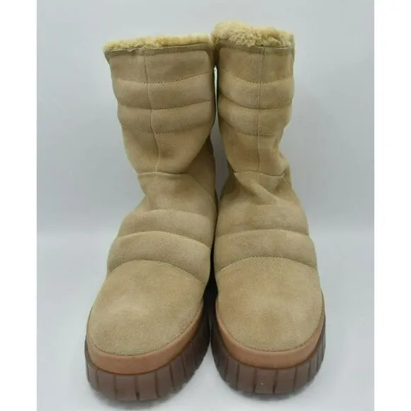 Free People EU 38 US 8 Fable Faux Fur Sand Suede Platform Zip Up Winter Boots