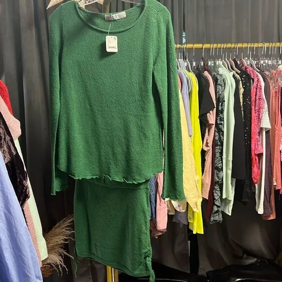 Free People FP Beach Cabo Sweater Skirt Set in Green