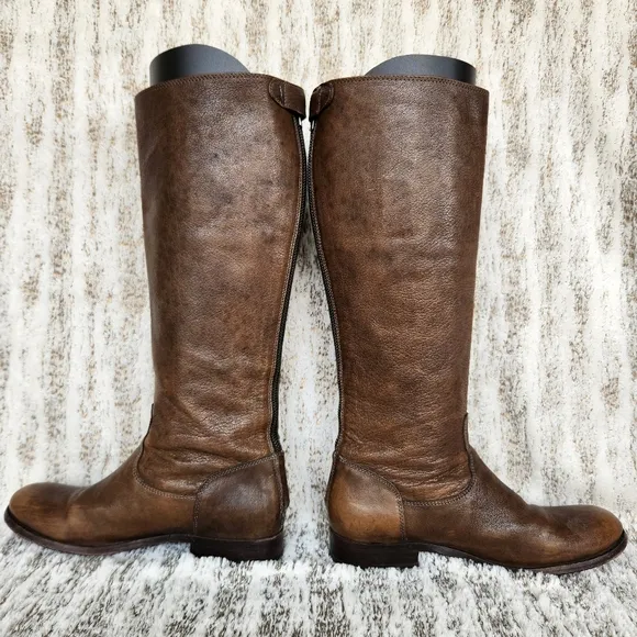 FRYE &quot;Melissa&quot; Button Back Knee High Brown Leather Riding Boot | Women's Size 8B