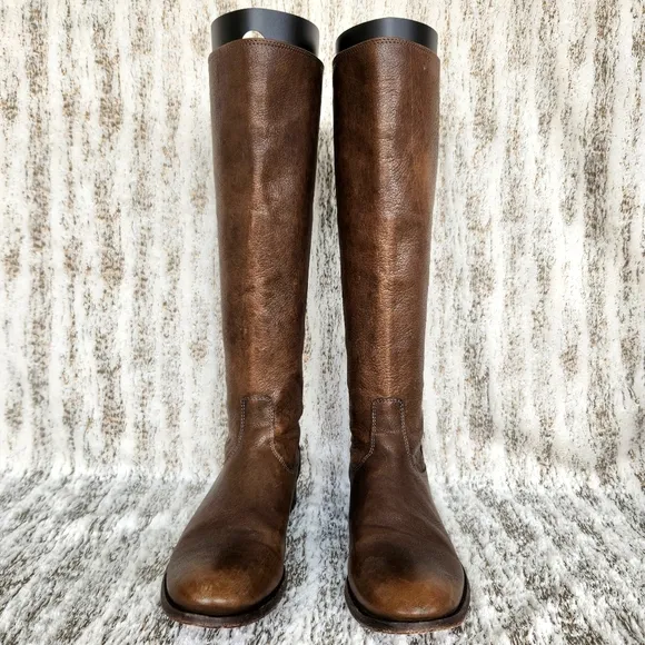 FRYE &quot;Melissa&quot; Button Back Knee High Brown Leather Riding Boot | Women's Size 8B